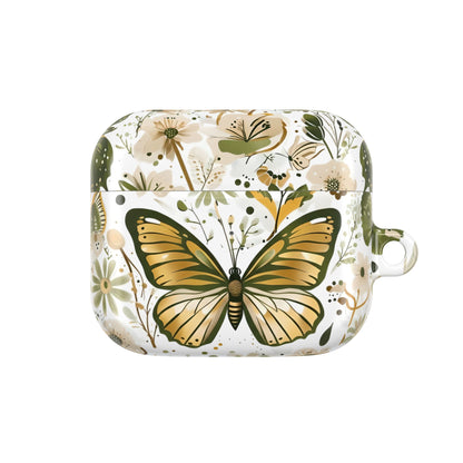 Olive Green Butterfly Floral AirPod Case — Decorative Charging Case