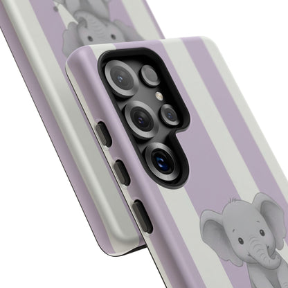 Baby Elephant Phone Case — Soft Purple Striped Protective Design Cover