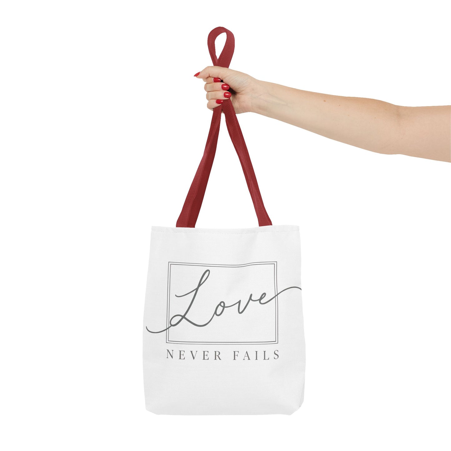 Love Never Fails Tote Bag