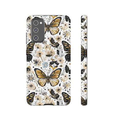 Black & Gold Butterfly Floral Phone Case - Seamless Pattern Design Cover