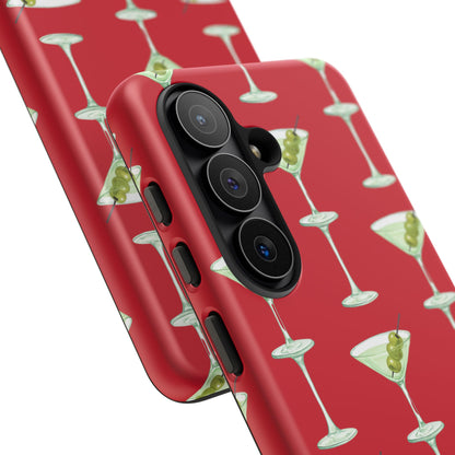 Martini Pattern Tough Case — Dark Red Cocktail Phone Cover