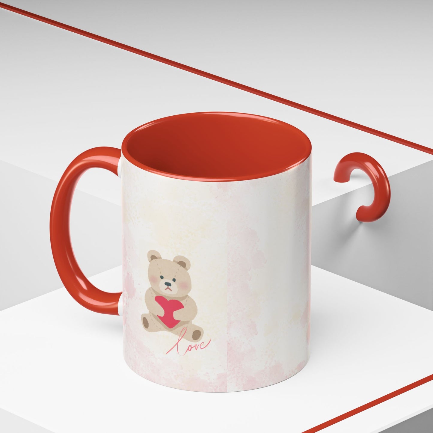 Pink Teddy Bear Heart Accent Coffee Mug (11/15oz)
