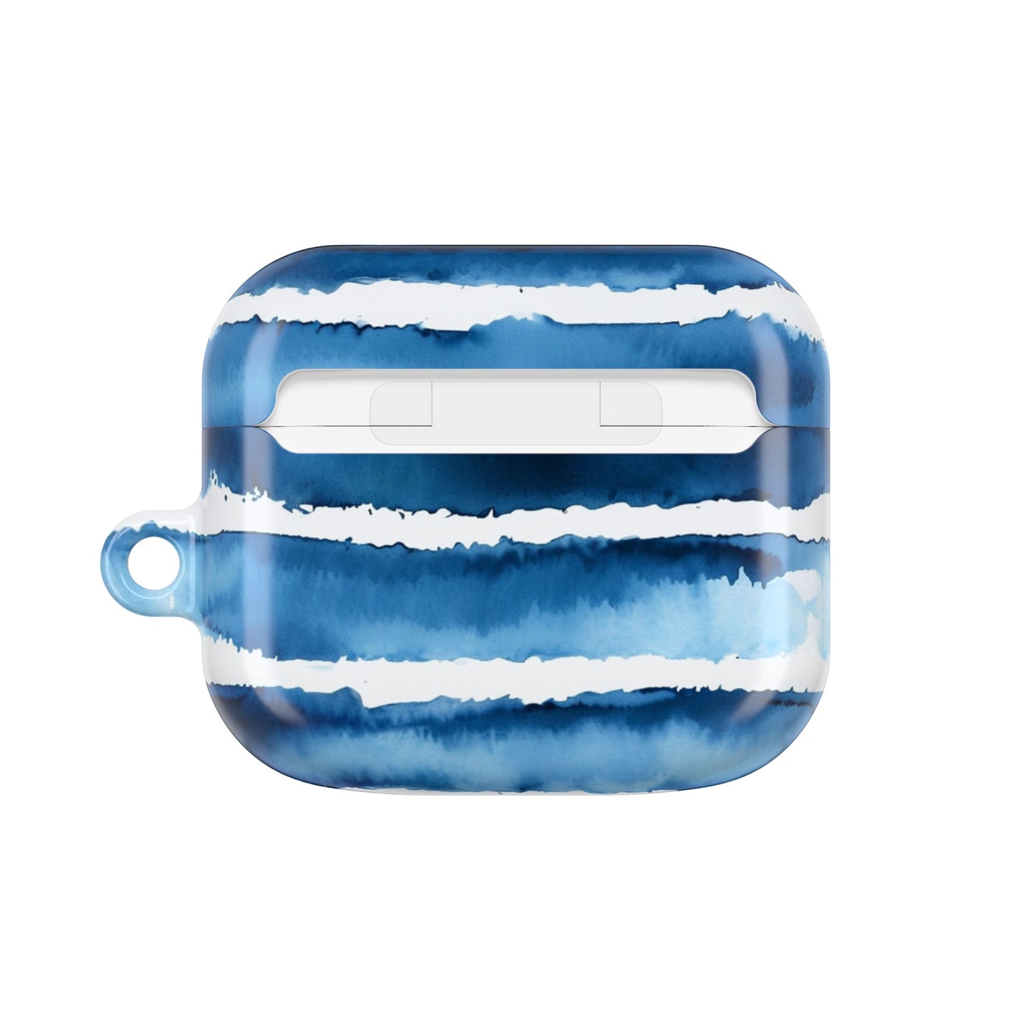 Blue Watercolor Stripe AirPod Case — Coastal Wave Protective Cover