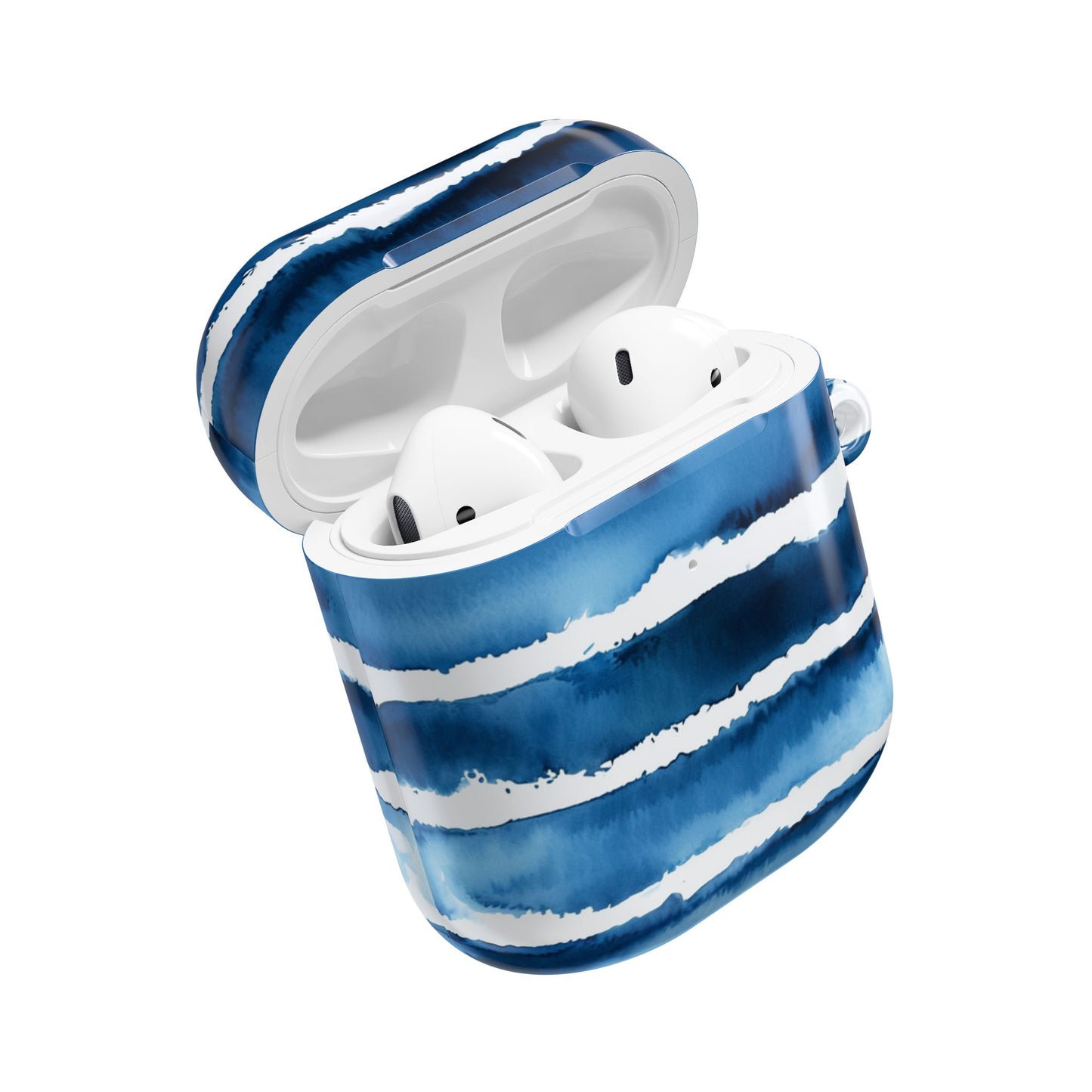 Blue Watercolor Stripe AirPod Case — Coastal Wave Protective Cover