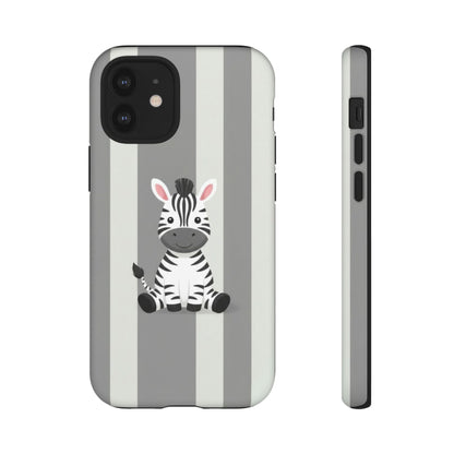 Baby Zebra Phone Case — Soft Grey Striped Protective Design Cover