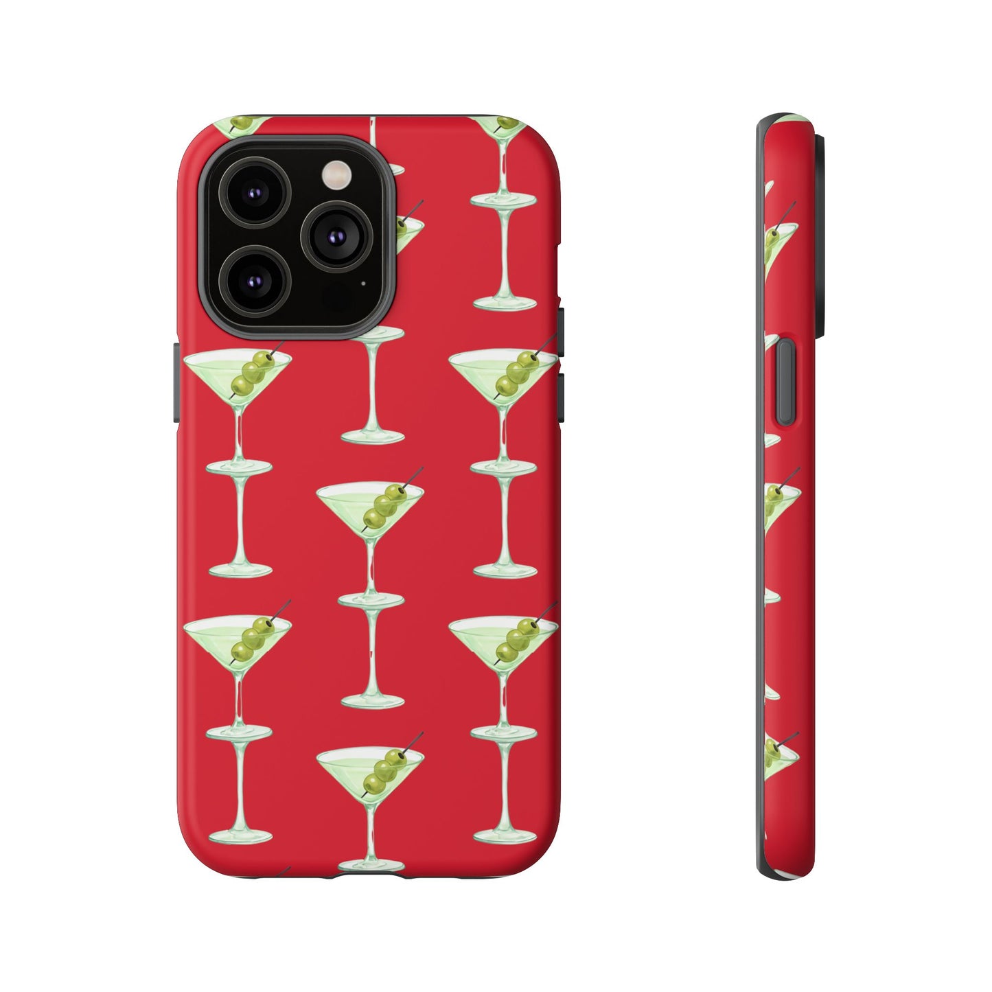Martini Pattern Tough Case — Dark Red Cocktail Phone Cover