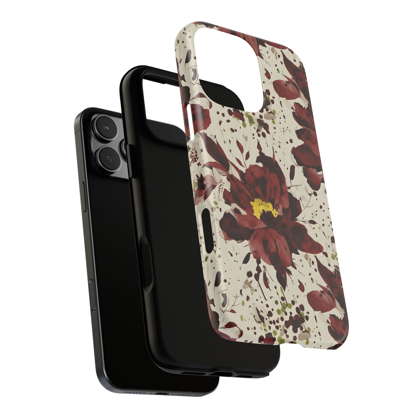Royral Red Watercolor Floral Phone Case — Seamless Pastel Flower Protective Design Cover
