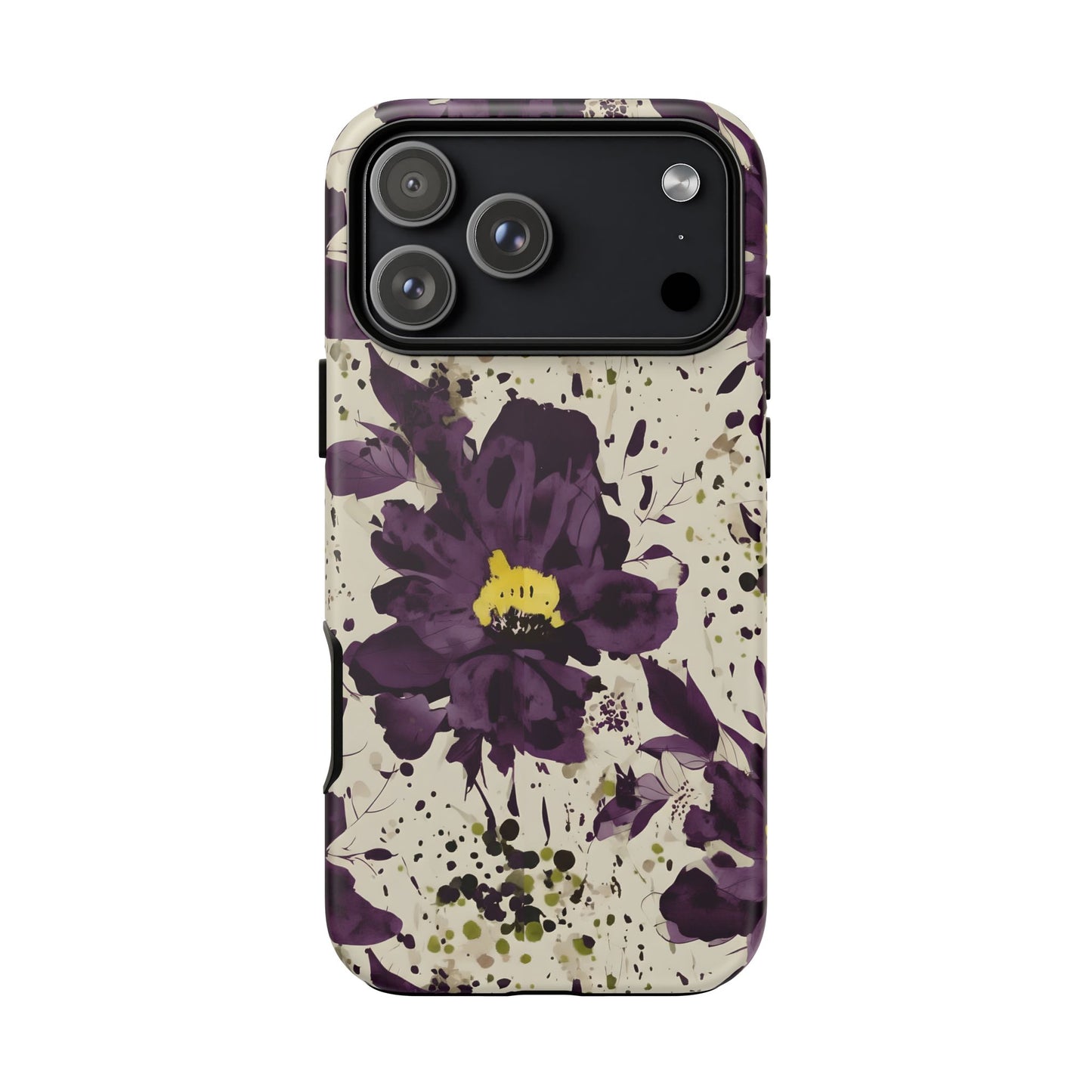 Royral Purple Watercolor Floral Phone Case — Seamless Pastel Flower Protective Design Cover