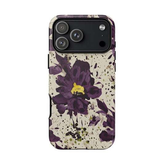 Royral Purple Watercolor Floral Phone Case — Seamless Pastel Flower Protective Design Cover