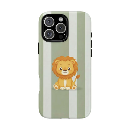 Baby Lion Phone Case — Olive green Striped Protective Design Cover