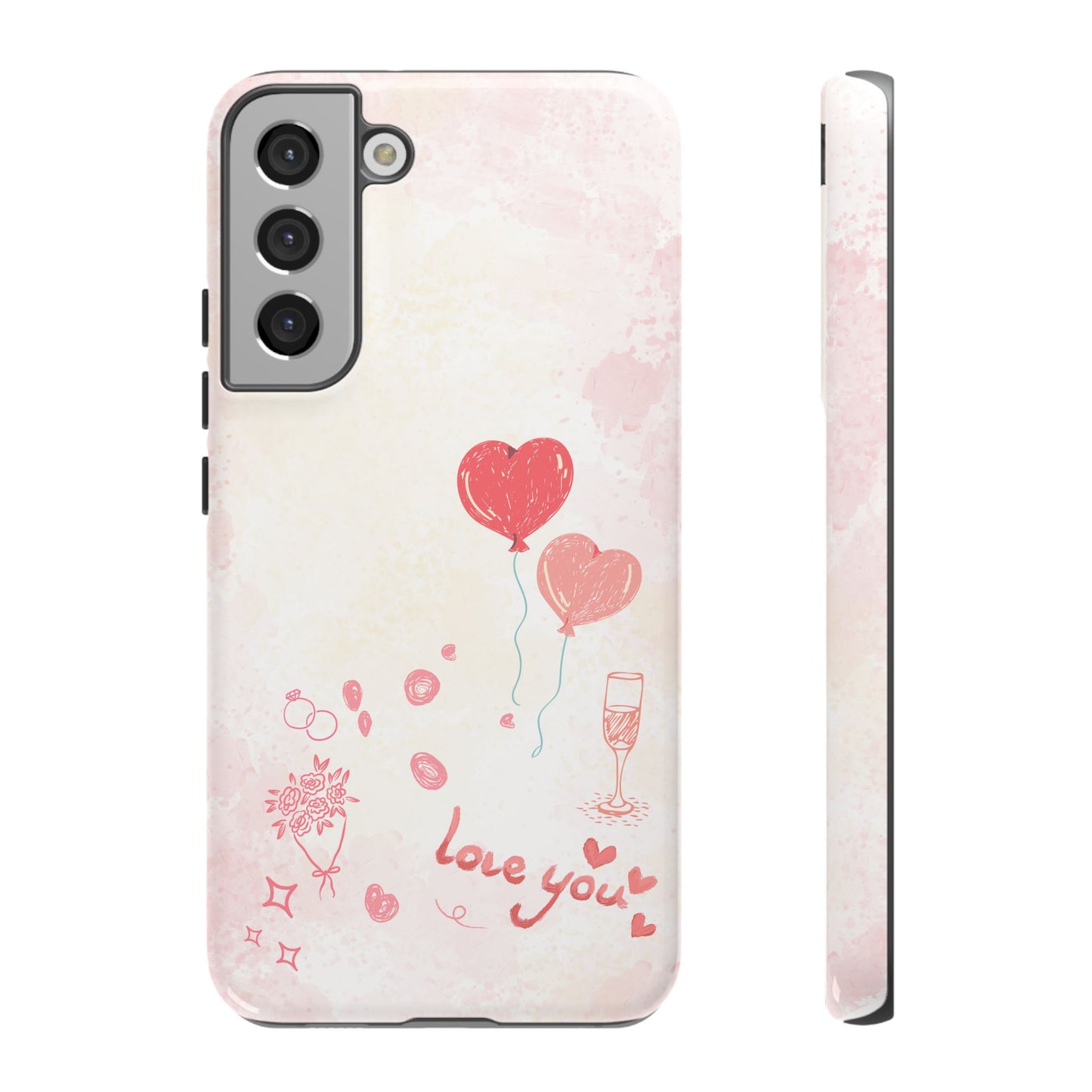 Valentine Heart Balloons Phone Case — "Love You" Romantic Protective Design Cover