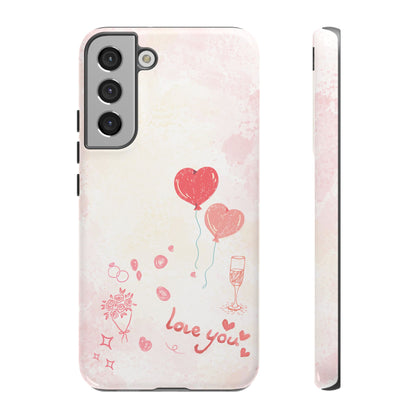 Valentine Heart Balloons Phone Case — "Love You" Romantic Protective Design Cover