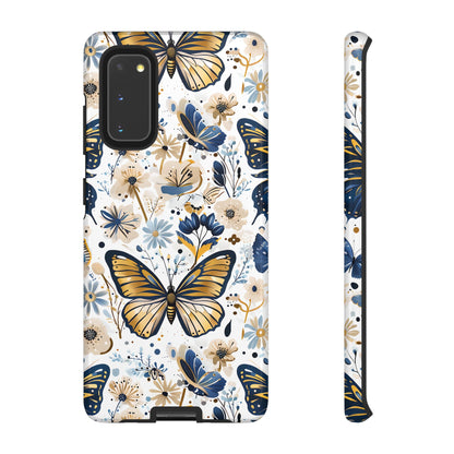 Navy & Gold Butterfly Floral Phone Case - Seamless Pattern Design Cover