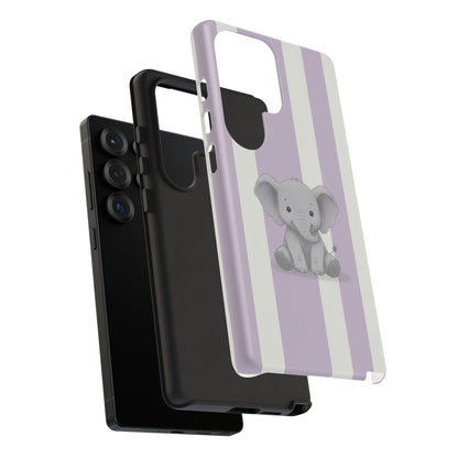 Baby Elephant Phone Case — Soft Purple Striped Protective Design Cover