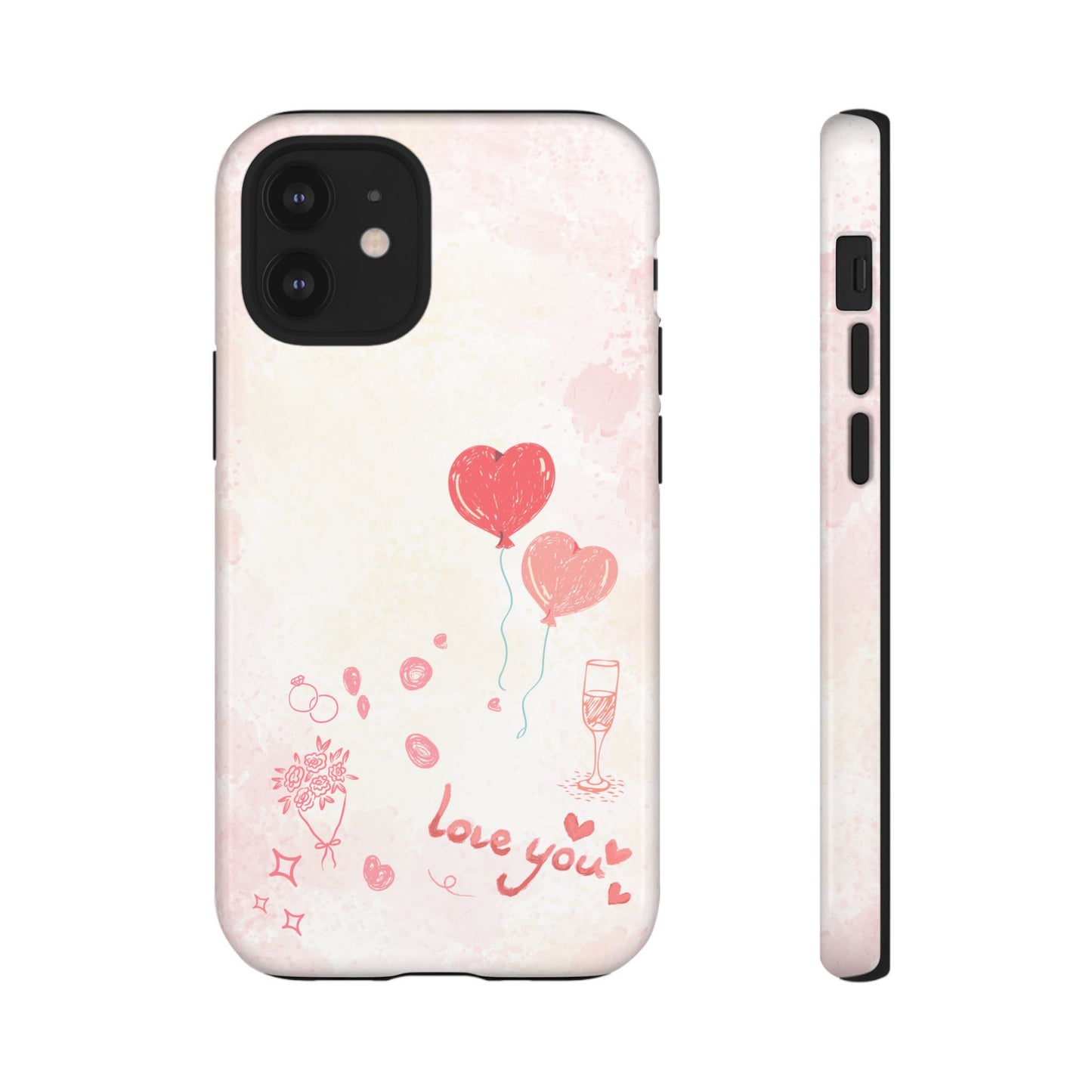 Valentine Heart Balloons Phone Case — "Love You" Romantic Protective Design Cover