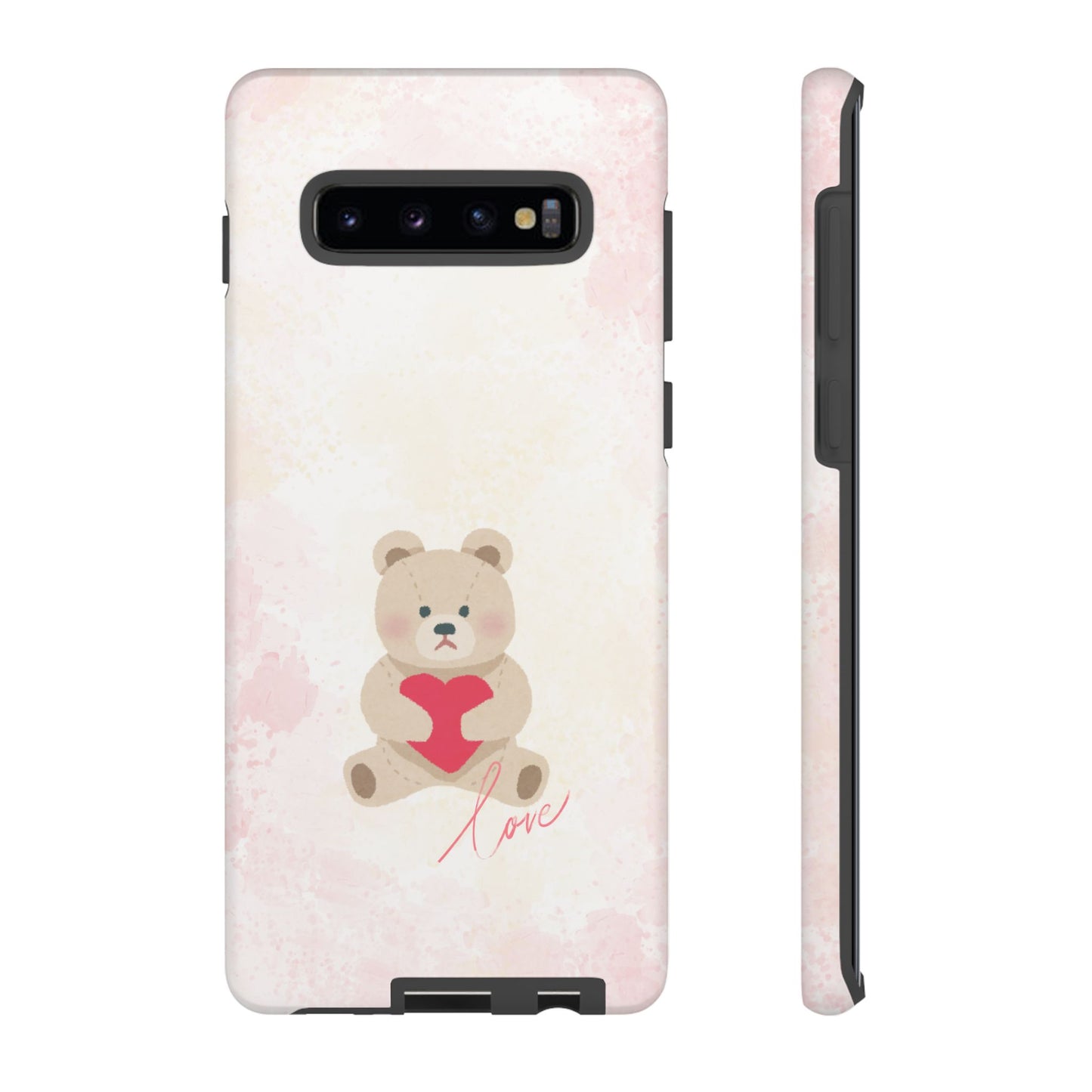 Teddy Bear Heart Phone Case – 'Love' Pastel Protective Design Cover