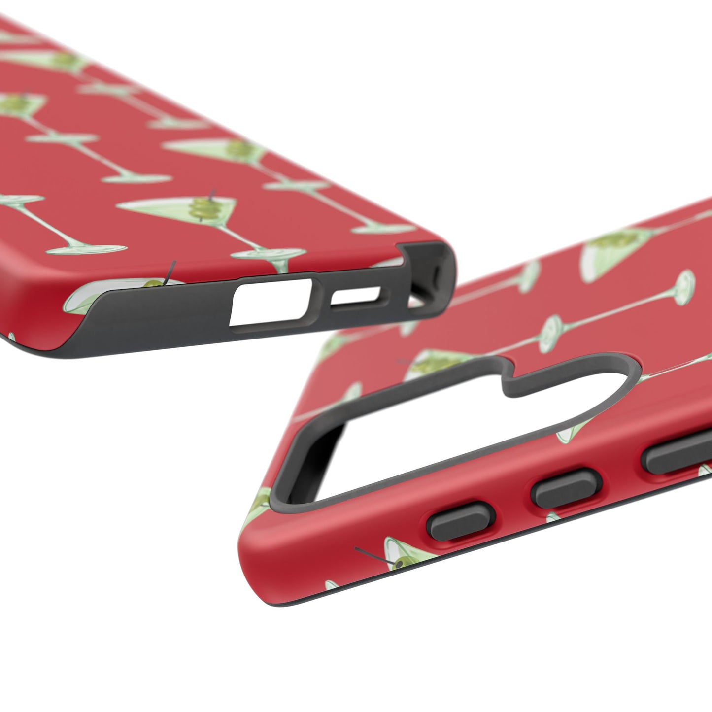 Martini Pattern Tough Case — Dark Red Cocktail Phone Cover