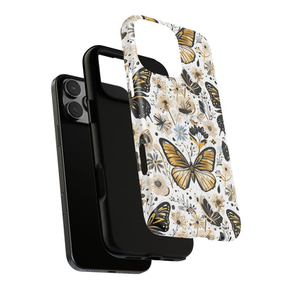 Black & Gold Butterfly Floral Phone Case - Seamless Pattern Design Cover