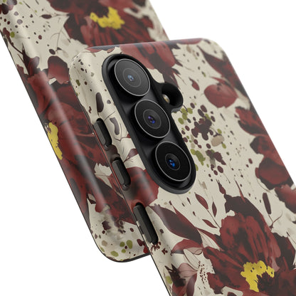 Royral Red Watercolor Floral Phone Case — Seamless Pastel Flower Protective Design Cover