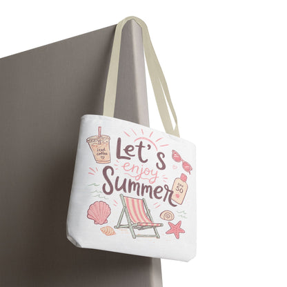 Let's Enjoy Summer Tote Bag — Beach Chair & Seashell Graphic