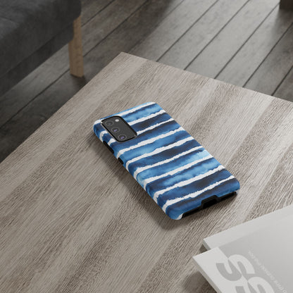 Blue & White Watercolor Stripe Tough Case