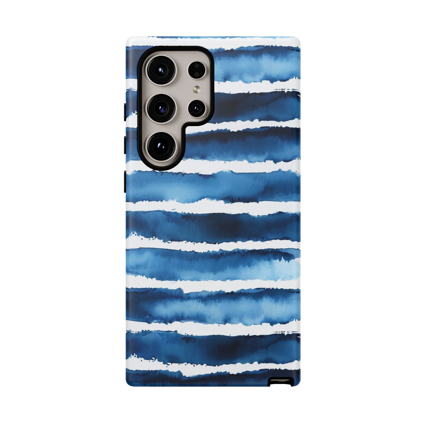 Blue & White Watercolor Stripe Tough Case