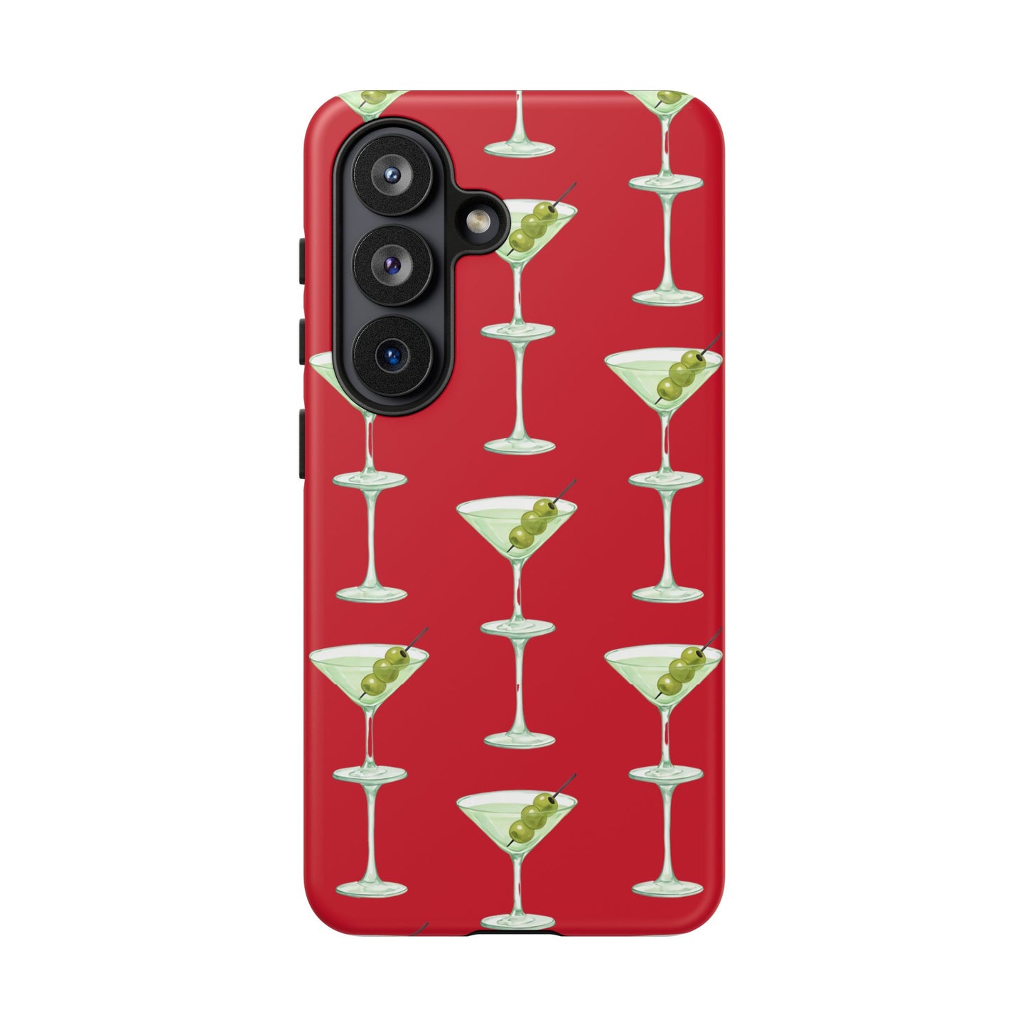Martini Pattern Tough Case — Dark Red Cocktail Phone Cover