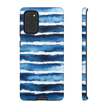 Blue & White Watercolor Stripe Tough Case