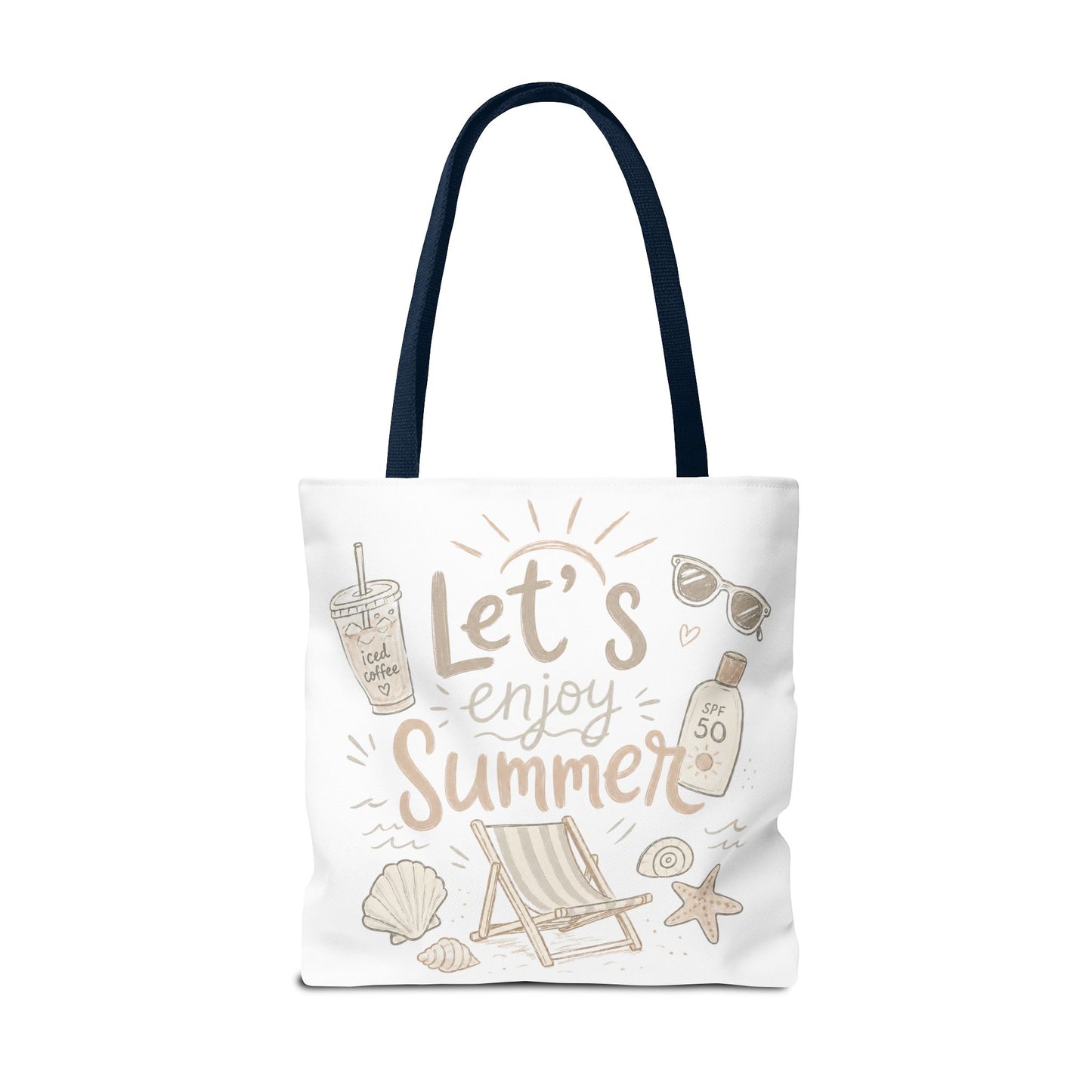 Let's Enjoy Summer Tote Bag — Beach Chair & Seashell Graphic