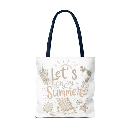 Let's Enjoy Summer Tote Bag — Beach Chair & Seashell Graphic