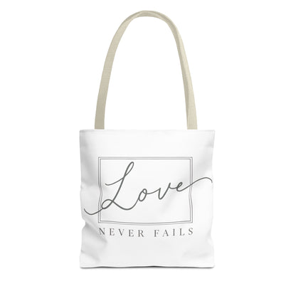 Love Never Fails Tote Bag