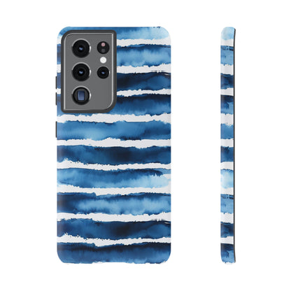 Blue & White Watercolor Stripe Tough Case