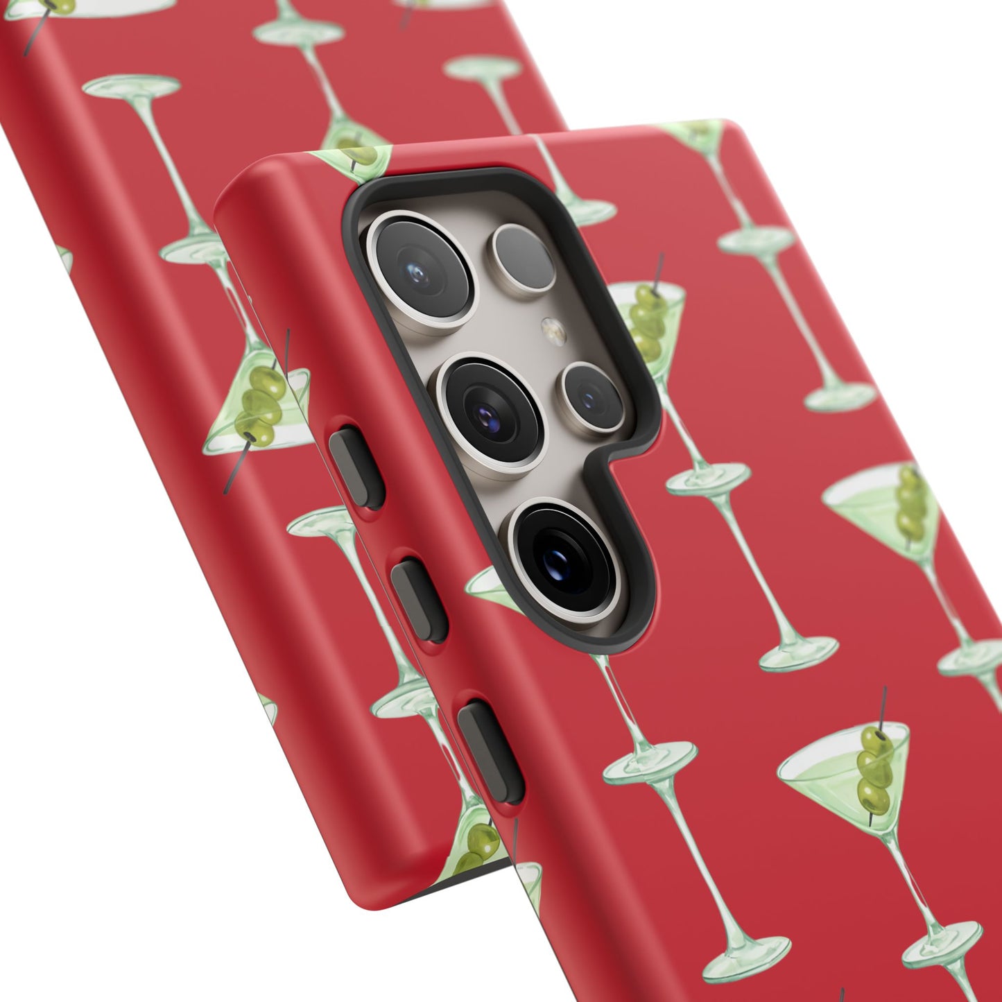 Martini Pattern Tough Case — Dark Red Cocktail Phone Cover