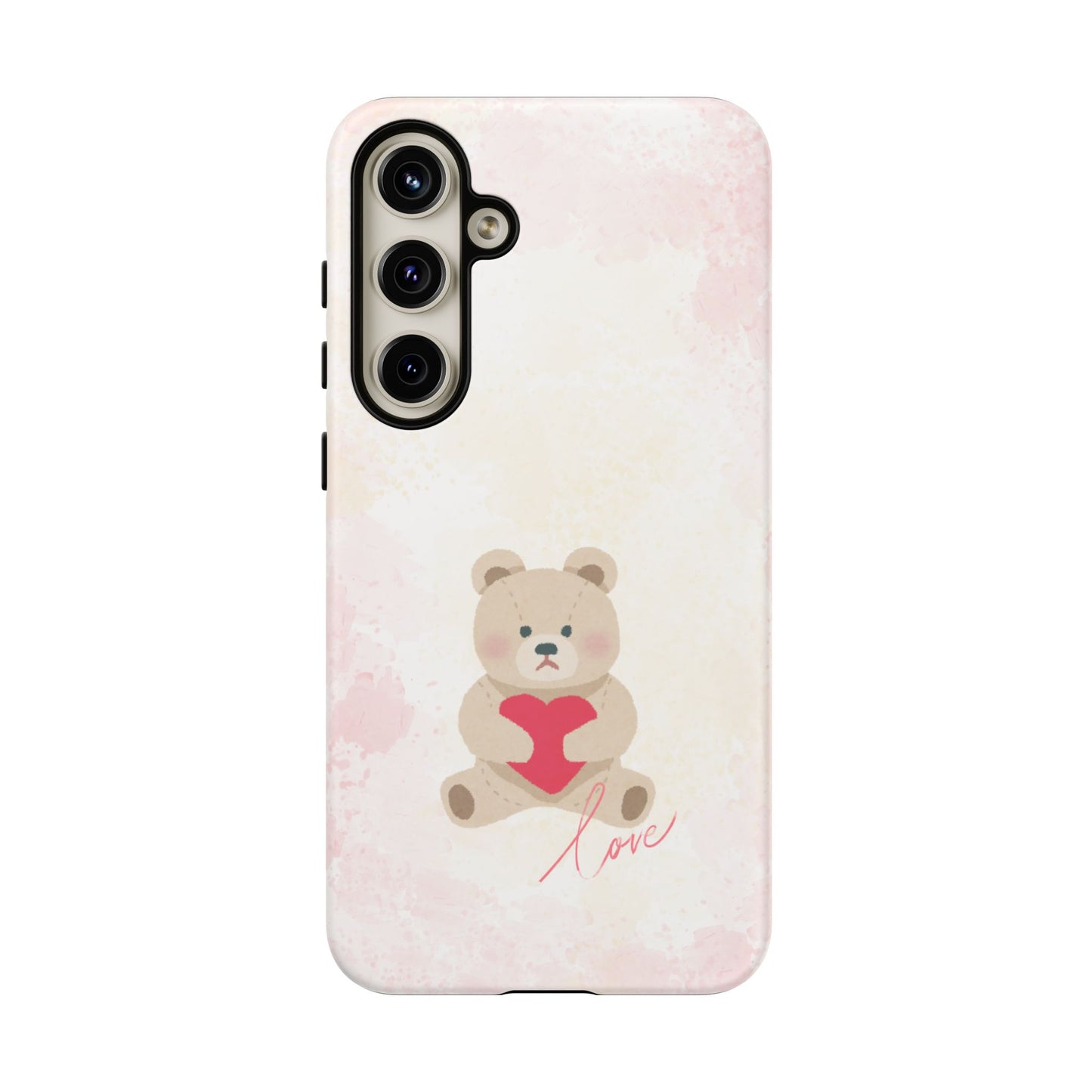 Teddy Bear Heart Phone Case – 'Love' Pastel Protective Design Cover