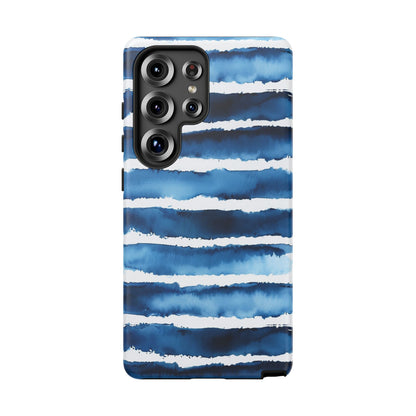 Blue & White Watercolor Stripe Tough Case