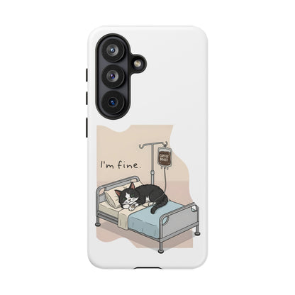 "I'm fine" Cat lying in bed - Tuxedo Cat Protective Design Cover
