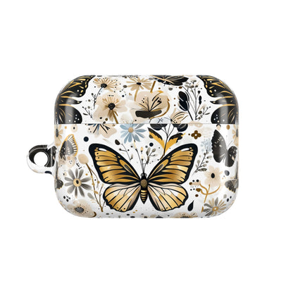 Gold & black Butterfly Floral AirPod Case — Decorative Charging Case