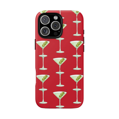 Martini Pattern Tough Case — Dark Red Cocktail Phone Cover