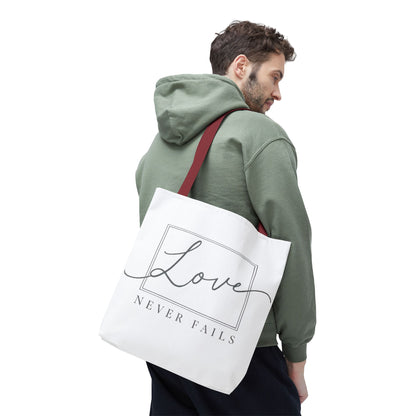 Love Never Fails Tote Bag