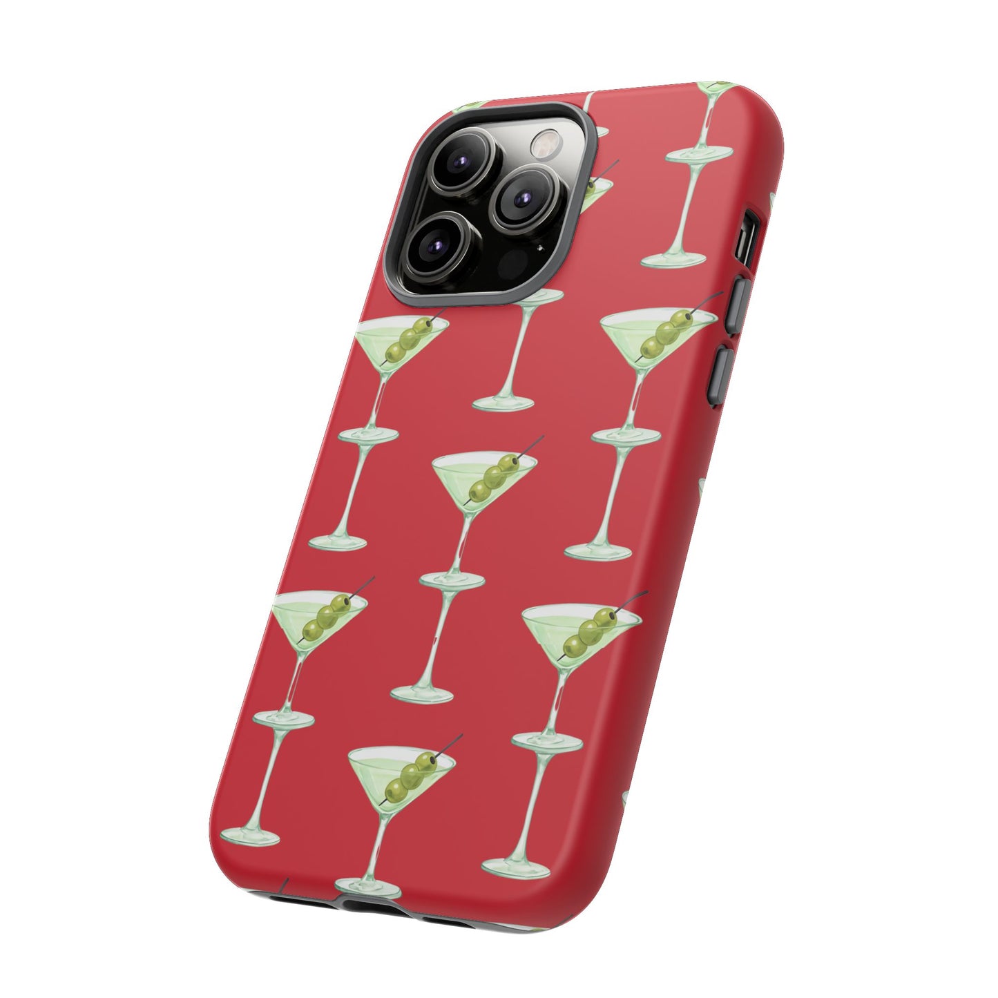 Martini Pattern Tough Case — Dark Red Cocktail Phone Cover