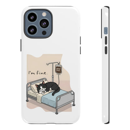"I'm fine" Cat lying in bed - Tuxedo Cat Protective Design Cover
