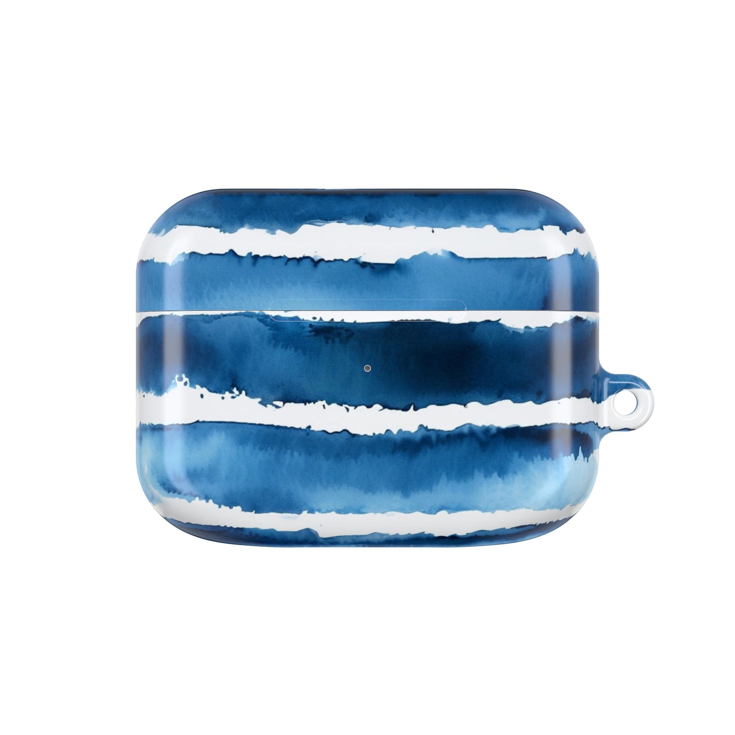 Blue Watercolor Stripe AirPod Case — Coastal Wave Protective Cover