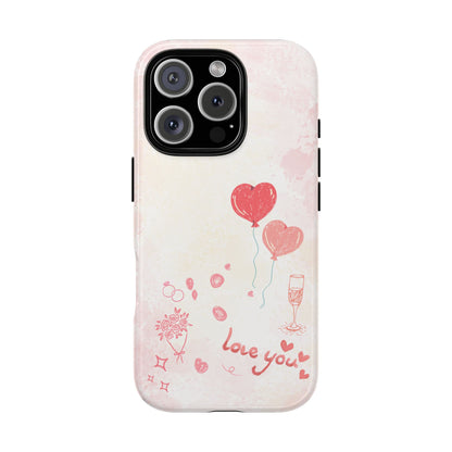 Valentine Heart Balloons Phone Case — "Love You" Romantic Protective Design Cover
