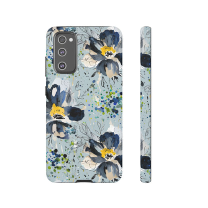 Blue Watercolor Floral Phone Case — Seamless Pastel Flower Protective Design Cover