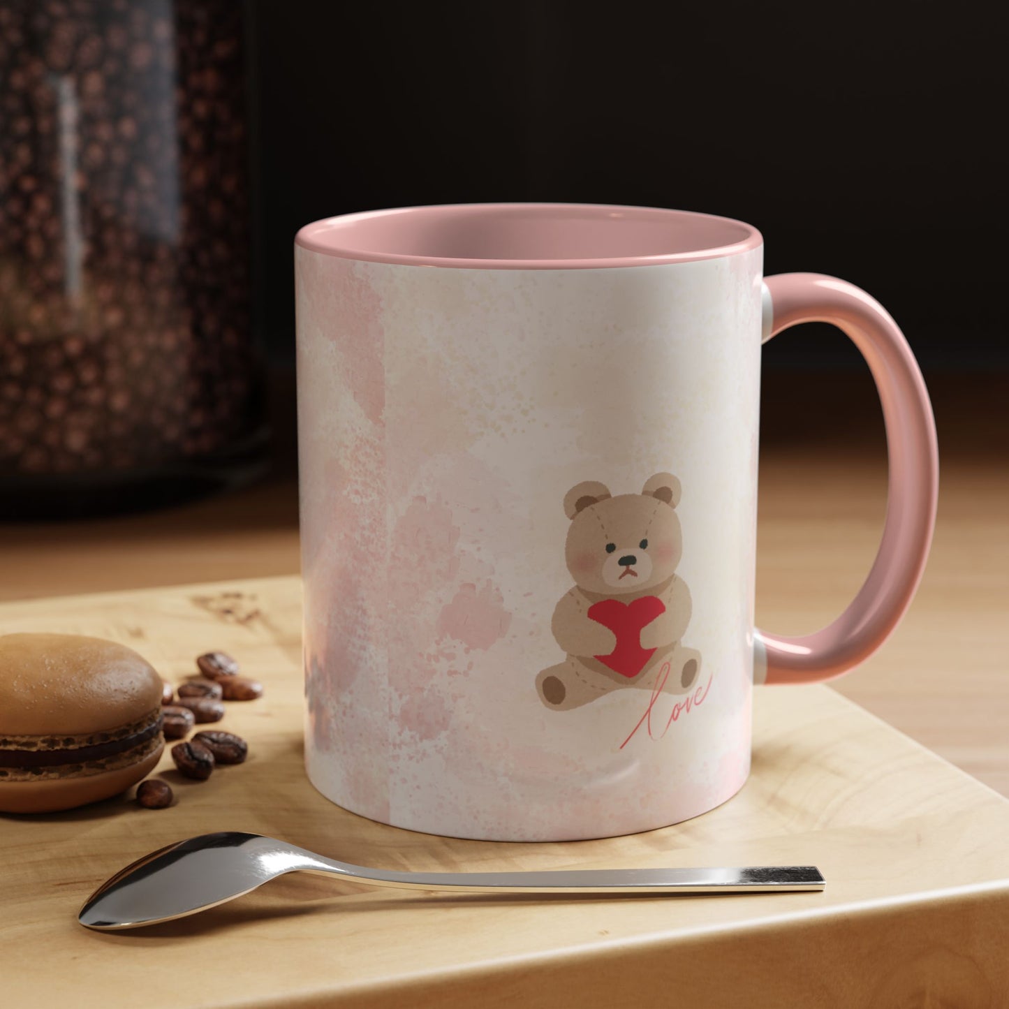 Pink Teddy Bear Heart Accent Coffee Mug (11/15oz)