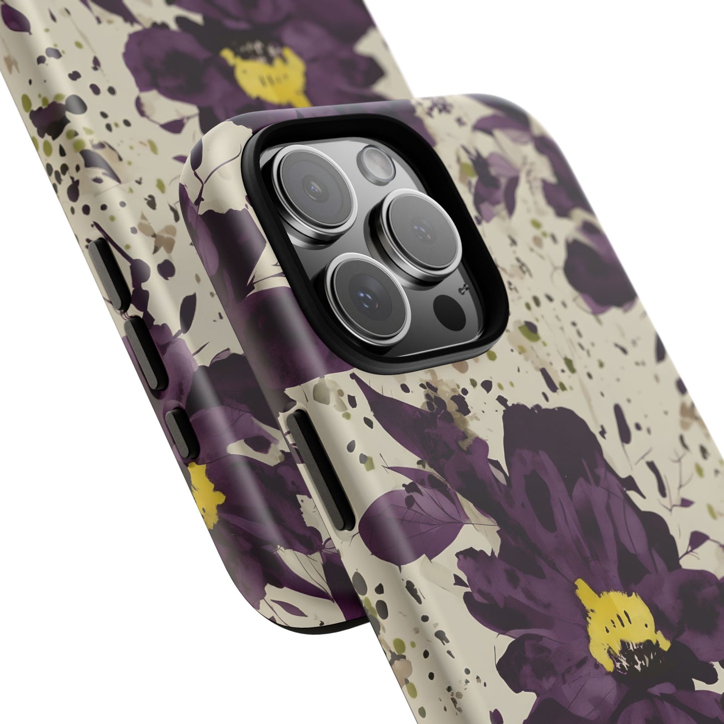 Royral Purple Watercolor Floral Phone Case — Seamless Pastel Flower Protective Design Cover