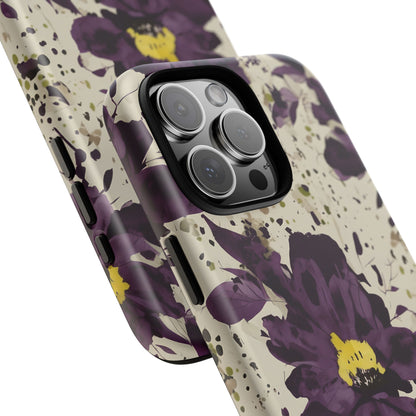 Royral Purple Watercolor Floral Phone Case — Seamless Pastel Flower Protective Design Cover