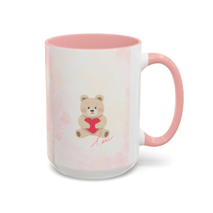 Pink Teddy Bear Heart Accent Coffee Mug (11/15oz)