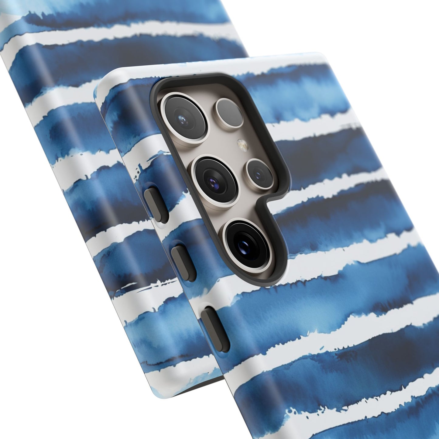 Blue & White Watercolor Stripe Tough Case