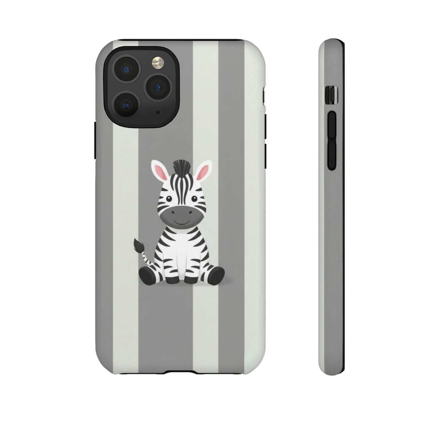 Baby Zebra Phone Case — Soft Grey Striped Protective Design Cover